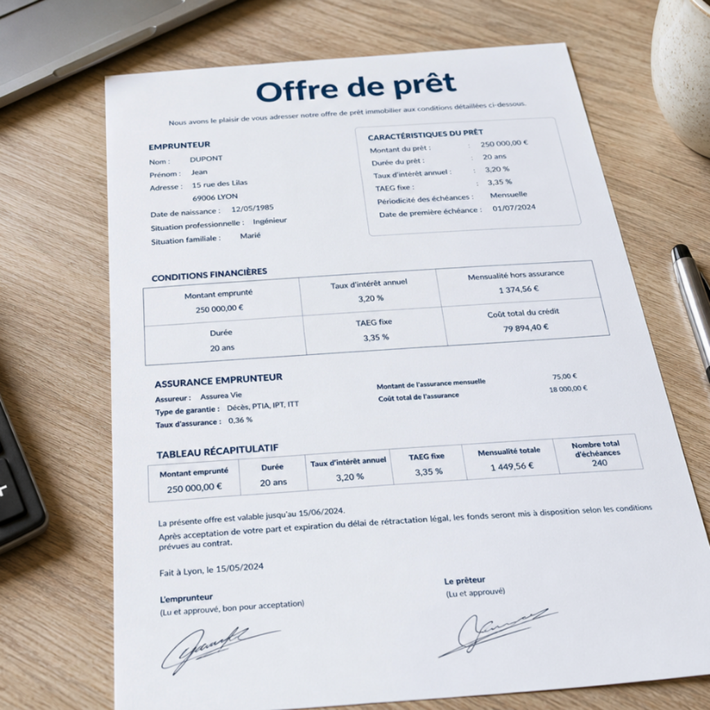 Exemple d’une offre de prêt à importer dans MyScan